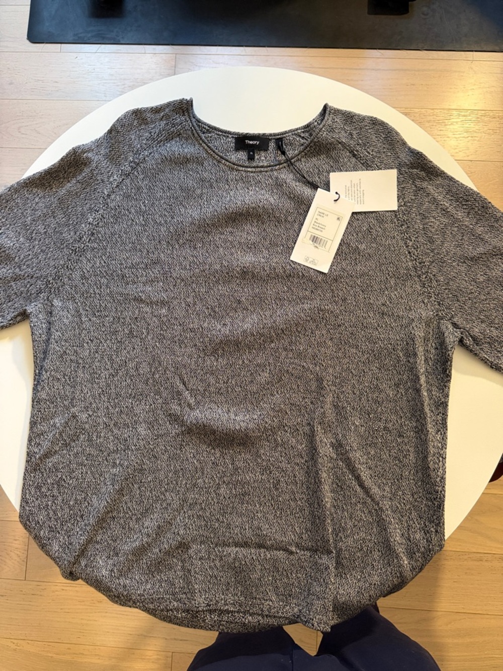 Theory Nare Sweater in Cotton (Black/Ivory)